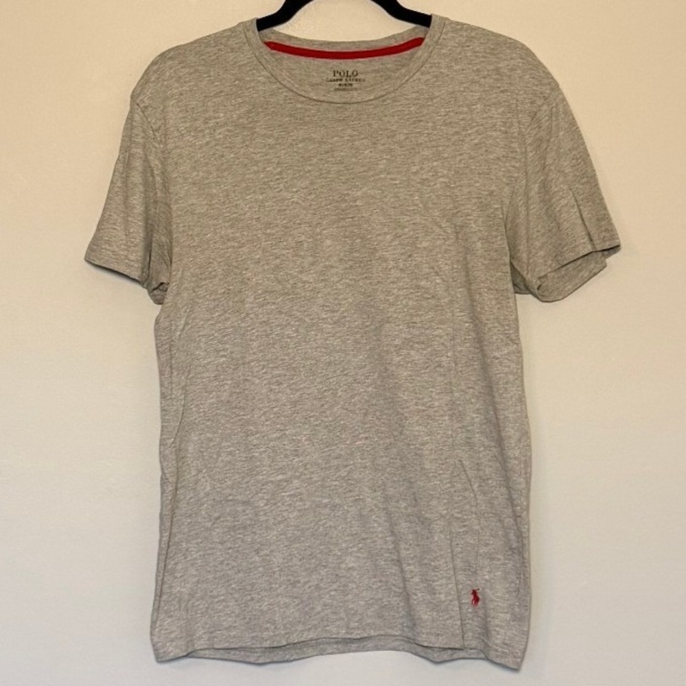 Polo Ralph Lauren Mens Heather Gray Short Sleeve T-Shirt Red Pony Logo Medium